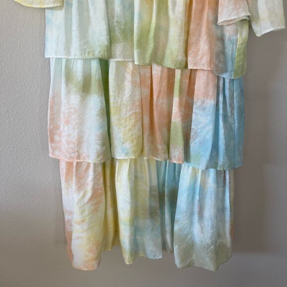 English Factory Pastel Tie Dye Tiered Ruffle Dress (M) - Picture 6 of 11
